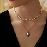 Adjustable Mabe Pearl Necklace in Retro Gold Sterling Silver