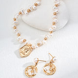 Design Natural Pearl and Zircon Earrings in Dual-Tone Sterling Silver