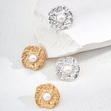 Chunky Natural Pearl Statement Earrings in Sterling Silver and Retro Gold