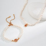 Adjustable Natural Pearl and Agate Bracelet in Sterling Silver