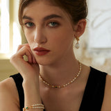 Adjustable Pearl and Malachite Bracelet in Retro Gold Sterling Silver