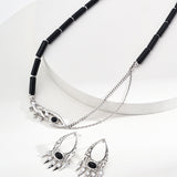 Adjustable Statement Black Onyx Necklace in Sterling Silver for a Bold Look