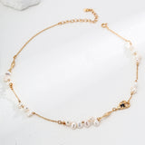 Adjustable Necklace with Irregular Pearls and Onyx in Retro Gold Sterling Silver