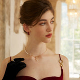 Adjustable Bow and Natural Pearl Necklace in Dual-Tone Sterling Silver