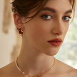 Adjustable Bow and Natural Pearl Necklace in Dual-Tone Sterling Silver