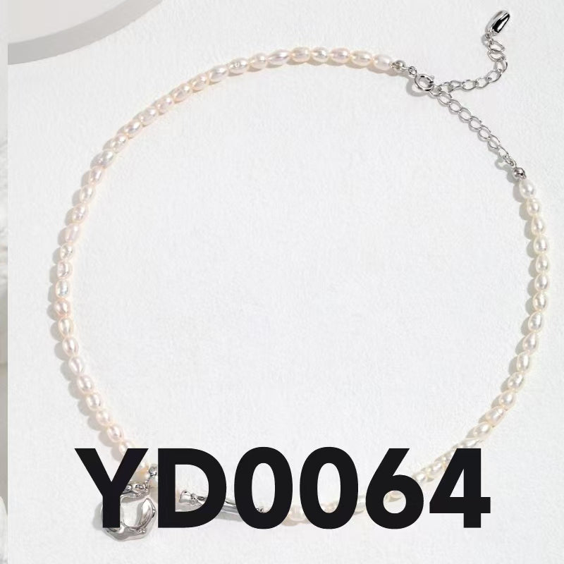 Adjustable Ribbon Pearl Jewelry Set - Necklace, Bracelet & Earrings (Silver-Tone/Gold-Tone)