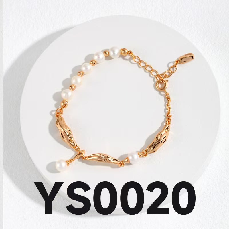 Adjustable Ribbon Pearl Jewelry Set - Necklace, Bracelet & Earrings (Silver-Tone/Gold-Tone)