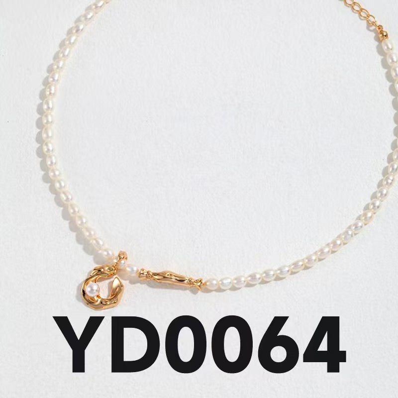 Adjustable Ribbon Pearl Jewelry Set - Necklace, Bracelet & Earrings (Silver-Tone/Gold-Tone)