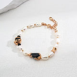 Adjustable Pearl & Onyx Jewelry - Choose Necklace or Bracelet (925 Silver)