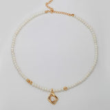 Asymmetric Pearl Earrings & Adjustable Necklace Set - 925 Silver (Silver/Gold-Tone)
