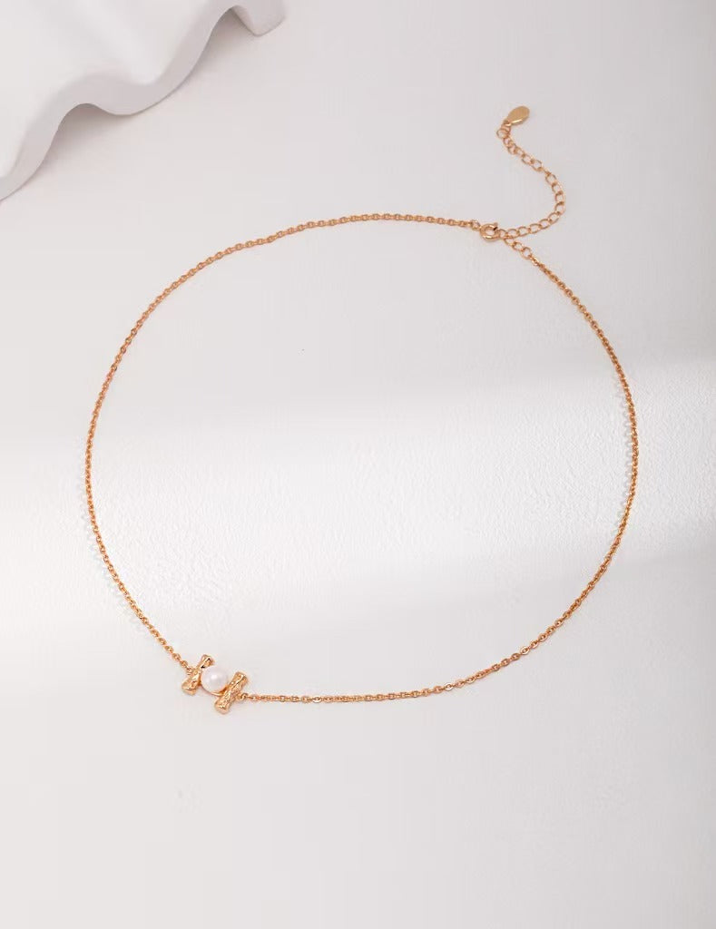 Adjustable Pearl Necklace & Stud Earrings Set - Gold-Tone 925 Silver