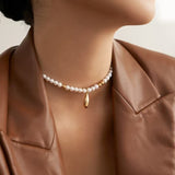 Gold-Beaded Pearl Necklace & Bracelet Set - 925 Silver