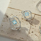 Asymmetric Topaz Drop Earrings - 925 Silver (Liquid Collection)