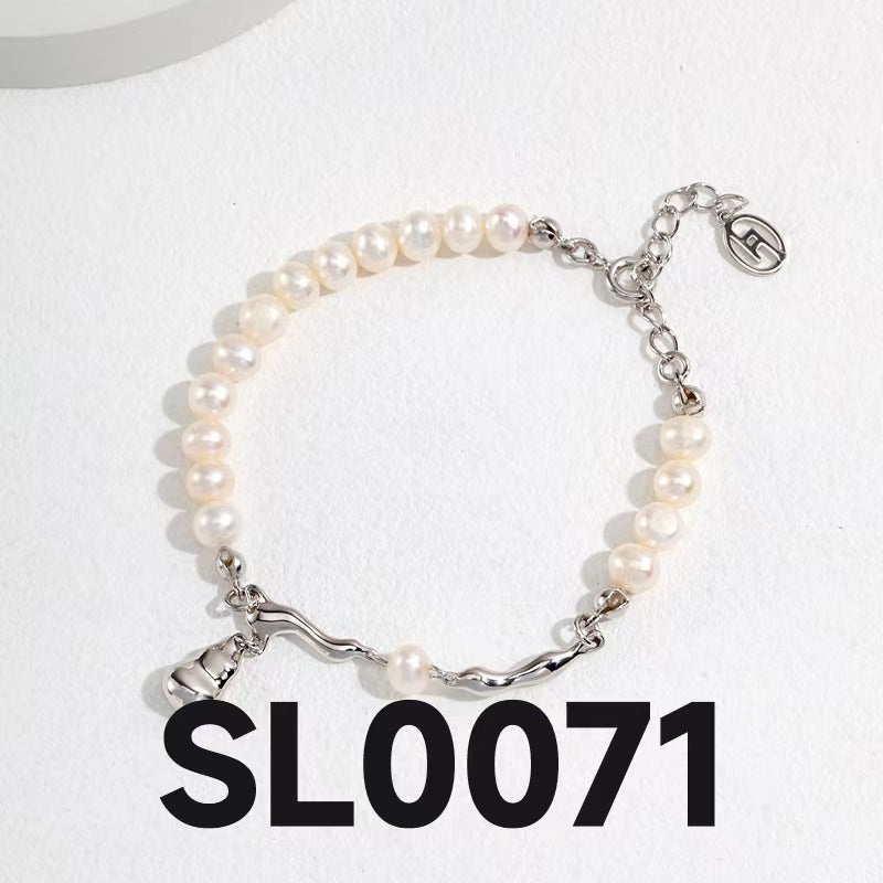Baroque Pearl Jewelry Set – S925 Silver Necklace, Bracelet & Earrings (Adjustable)