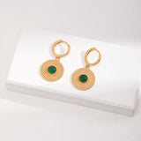 Green Chalcedony Jewelry Set - 925 Silver (Vintage Gold Tone)