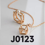 Geometric Pearl Ring & Necklace Set - 925 Silver (Silver Tone / Gold Tone)