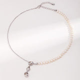 Double-Side Pearl Pendant Set - 925 Silver (Silver/Gold Tone)