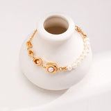 Double-Side Pearl Pendant Set - 925 Silver (Silver/Gold Tone)