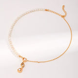 Double-Side Pearl Pendant Set - 925 Silver (Silver/Gold Tone)